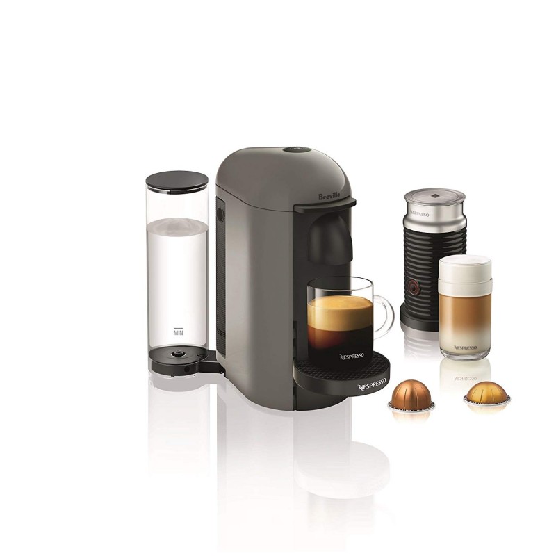 NEW Nespresso VertuoPlus Coffee and Espresso Machine Bundle with Aeroccino Milk Frother , Grey 