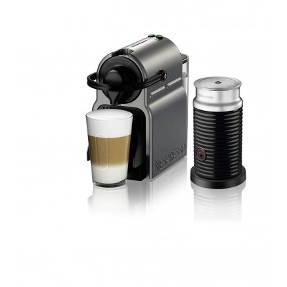 Nespresso Inissia Original Espresso Machine with Aeroccino Milk Frother Bundle, Titan 