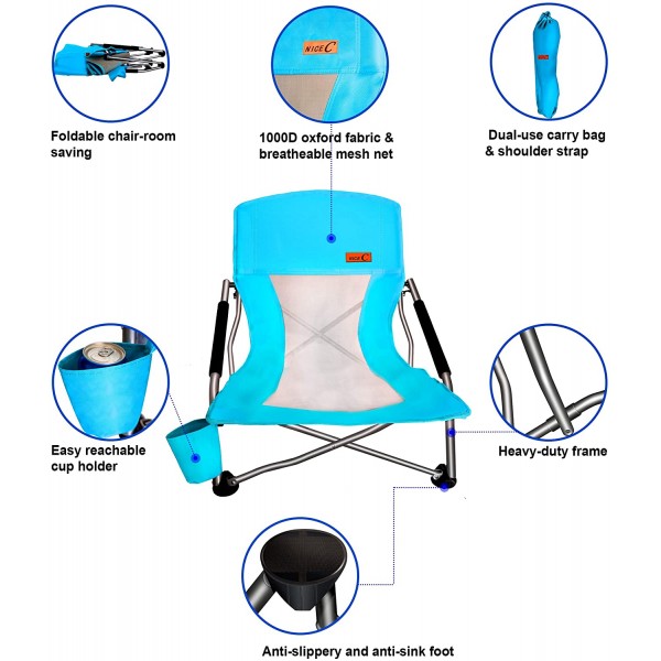 Camping Folding Chair with Carry Bag(2 Pack of Blue)