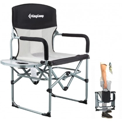 Compact Camping Folding Mesh Chair with Side Table and Handle