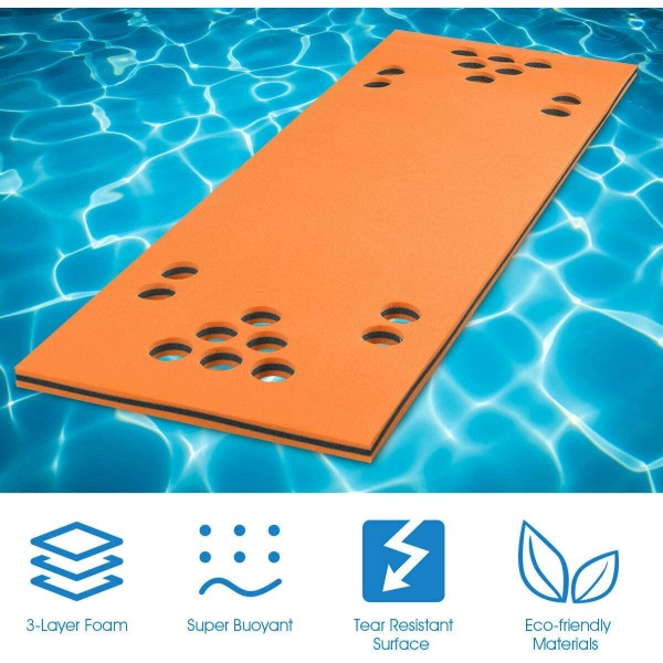 3-Layer Tear-Resistant Foam Water Pad Mat with Cup Holes (5.5'x 35.5'')