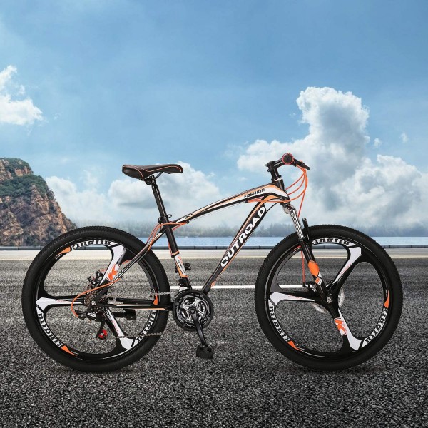 26-Inch 21-Speed Mountain Bike with Double Disc Brake(Orange)
