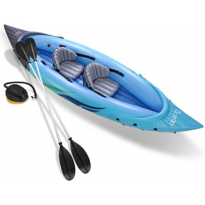 Inflatable Kayak Set with Inflatable Boat,Two Aluminum Oars and High Output Air Foot Pump (2-Person)