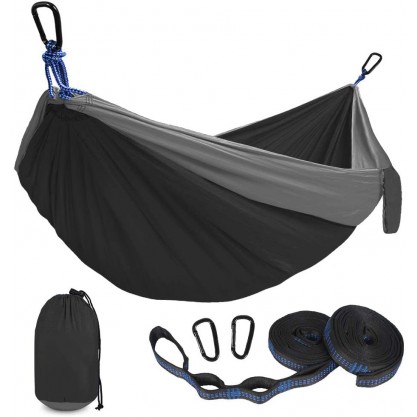 Portable Camping Hammock with 2 Tree Straps(Black)
