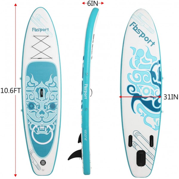 Premium Inflatable Stand Up Paddle Board (6 inches Thick) with Durable SUP Accessories & Carry Bag