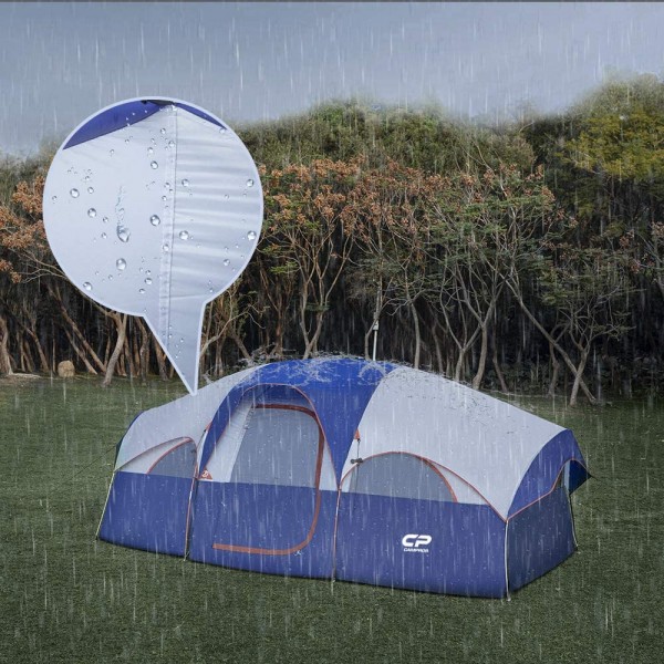8-Person Waterproof Windproof Family Camping Tent (Blue)