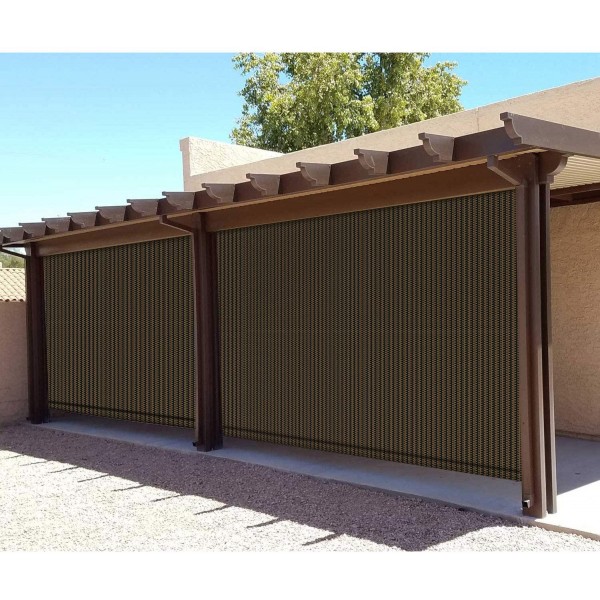  Roll up Shade Roller Shade 8'Wx6'H Porch Pergola Privacy Screen Roll up Blinds Sun Shade for Deck Gazebo Patio Back Yard Outdoor Sun Shade Brown