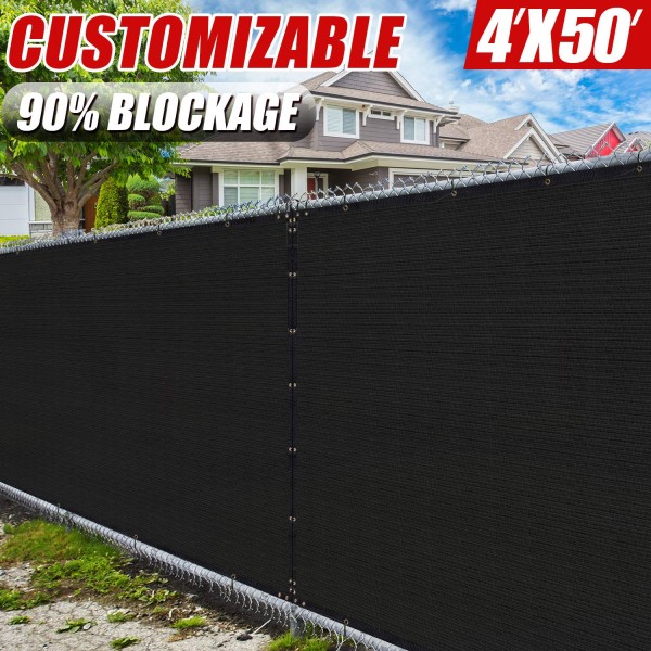  4' x 50' Green Fence Privacy Screen Windscreen,with Bindings & Grommets, Heavy Duty for Commercial and Residential, 90% Blockage, Cable Zip Ties Included