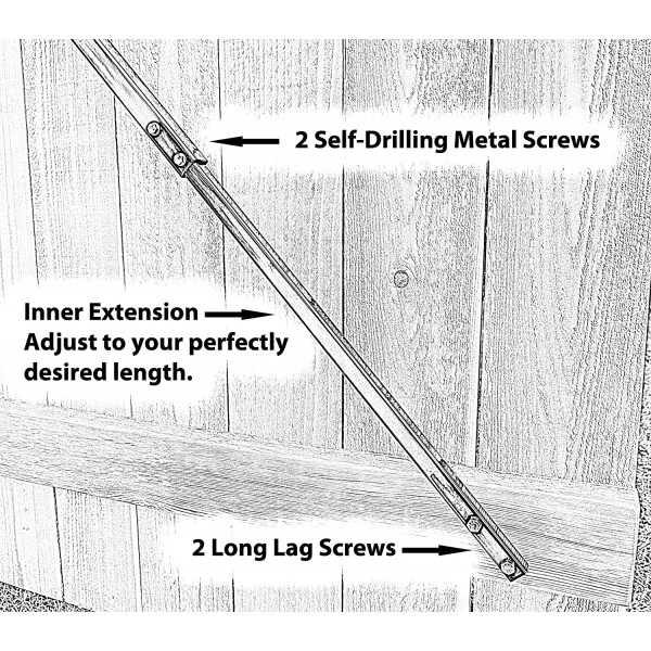 True Latch Fully Adjustable Gate Brace - Wood Privacy Fence Anti Sag Gate Kit  - Gate Hardware Kit for Outdoor Yard Wooden Fence Gates, 1 PATENTED USA made brace