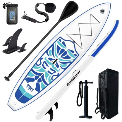Inflatable 10'6×33"×6" Ultra-Light (17.6lbs) SUP for All Skill Levels Everything Included with Stand Up Paddle Board, Adj Paddle, Pump, ISUP Travel Backpack, Leash, Waterproof Bag