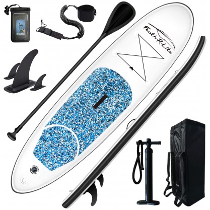Inflatable Stand Up Paddle Board 10'x30''x6'' Ultra-Light (16.7lbs) SUP with Paddleboard Accessories,Three Fins,Adjustable Paddle, Pump,Backpack, Leash, Waterproof Phone Bag