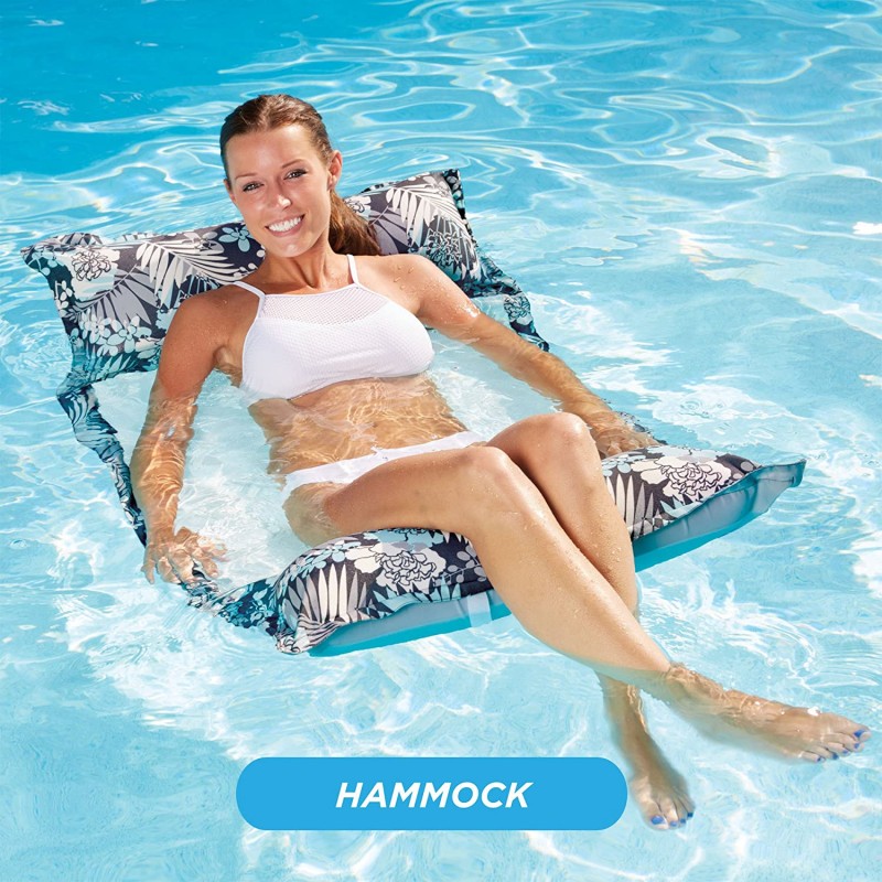 Multi-Purpose Inflatable Water Hammock Lounger Chair with Strong Mesh Swimming Pool Floats for Adults Heavy Duty with Air Pump YEAHCO Floating Pool Chair Portable Pool Float for Swimming Pool 