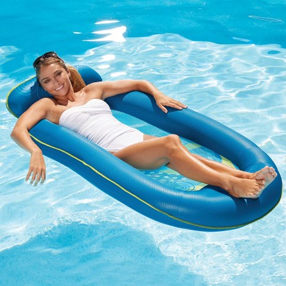 Comfortable Inflatable Swimming Pools Lounger Bed for Summer Portable Water Hammock Hilif Water Chair Inflatable Swimming Pool Float Lounge Blue 