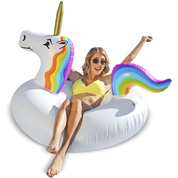Unicorn Pool Float Party Tube - Inflatable Rafts, Adults & Kids