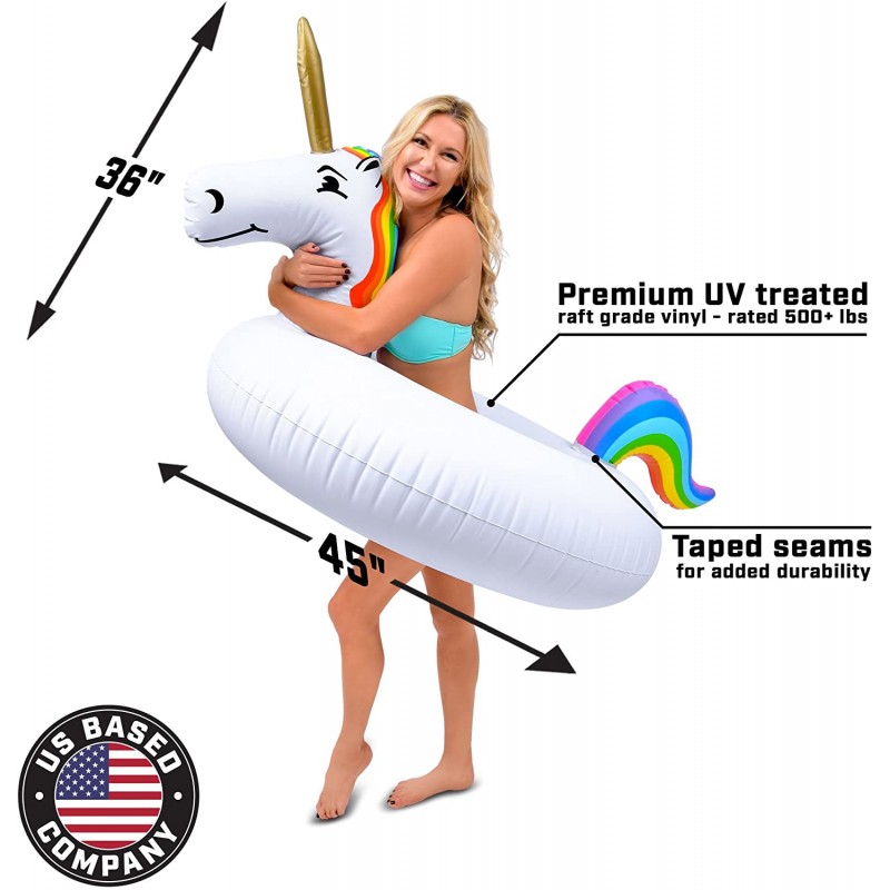 Unicorn Pool Float Party Tube - Inflatable Rafts, Adults & Kids