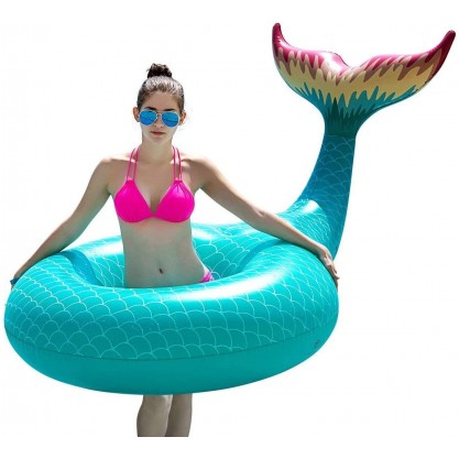 Giant Inflatable Mermaid Tail Pool Float, Pool Tube with Fast Valves, for Adults & Kids