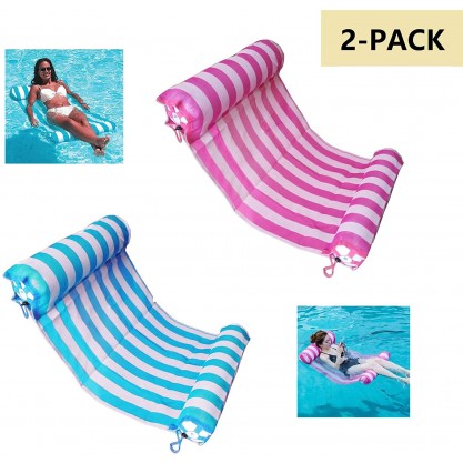 Premium Swimming Pool Float Hammock, Comfortable Inflatable Swimming Pools Lounger, Water Hammock Lounge (2-Pack)